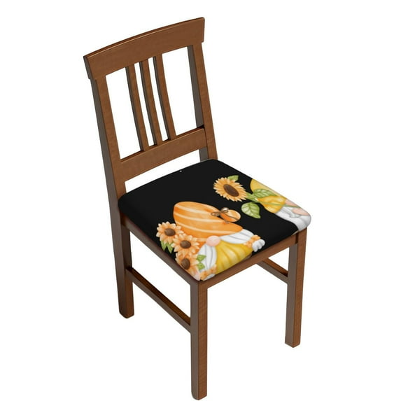 Cauagu Hello Spring Sunflower Gnomes for Dining Chair Seat Covers,Slipcovers Kitchen Chair Covers Upholstered Chair Seat Cushion Cover Chair Seat Protector-Two Pieces