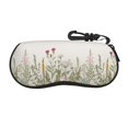 Cauagu Herbs and Wildflowers Pattern Unisex Glasses Case,Zipper