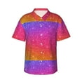 thumbnail image 1 of Cauagu Holiday Shiny Print Hawaiian Shirt for Men,Casual Short Sleeve Button Down Shirts Summer Beach Men's Regular-Fit Short-Sleeve Print Shirt -XX-Large, 1 of 6