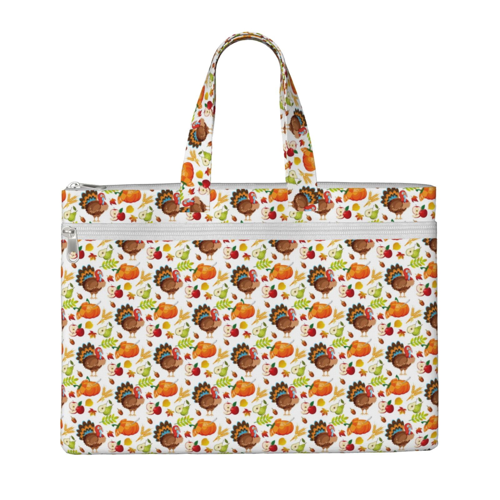 Turkey Thankgiving Print Pattern Leather Tote Bag