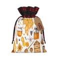 thumbnail image 1 of Cauagu Honey Bee Set Print Christmas Linen Gift Bag,Christmas Goody Gift Bags with Plaid Drawstrings Xmas Presents Bags Holiday with Gift Tag Cards-Black, 1 of 8