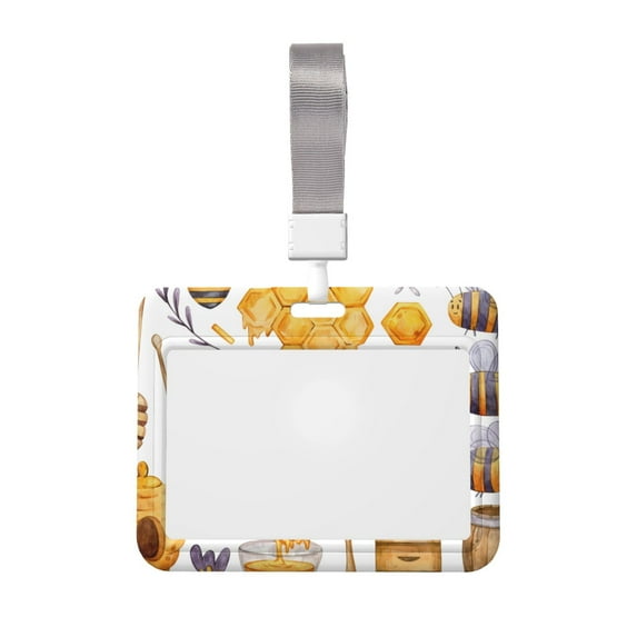 Cauagu Honey Bee Set for ID Badge Holder,Badge Holder with Windows Key Card Work Badge Sleeve for Office/ Factory/ID Credit Cards/Proximity Key Cards