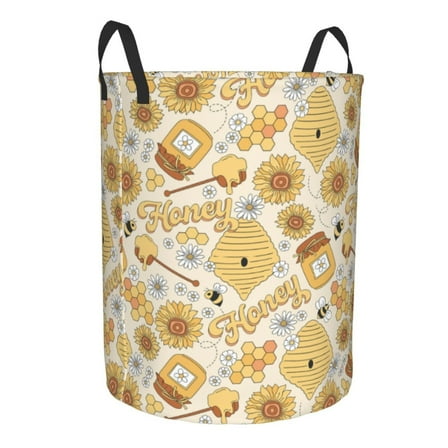 Cauagu Honey Honeycomb for Laundry Basket,Collapsible Organizer Basket for Storage Bin Toy Bins Gift Baskets Bedroom Clothes Children Nursery Hamper -Small