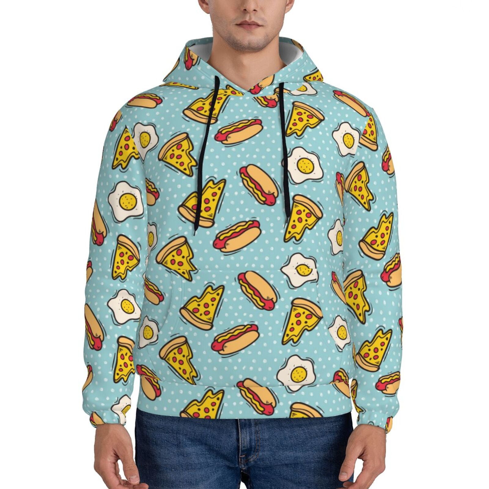 Hot Dog Pattern Print Men Pullover Hoodie