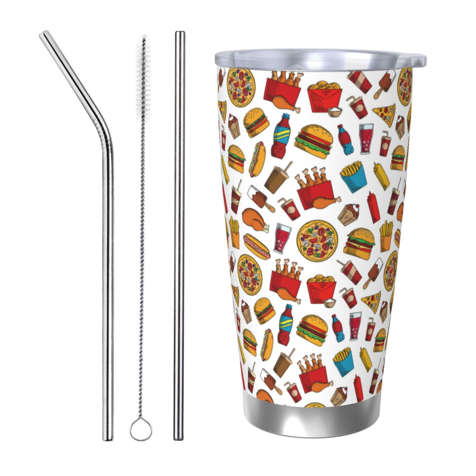 Cauagu Hot Dog Pizza Pattern 20oz Tumbler,Stainless Steel Vacuum