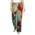 thumbnail image 1 of Cauagu Hummingbird Floral Paradise Pajama Pants for Women Loose Fit Wide Leg Trouser Pants Casual Elastic Waist Drawstring Lounge Pants, 1 of 1