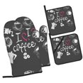thumbnail image 1 of Cauagu I Love Coffee Print Oven Mitts and Pot Holders 4 pcs Set,Extra Thicken Long Kitchen Oven Glove Potholders BBQ Gloves-Oven Mitts and Pot Holders(11 Inch), 1 of 6