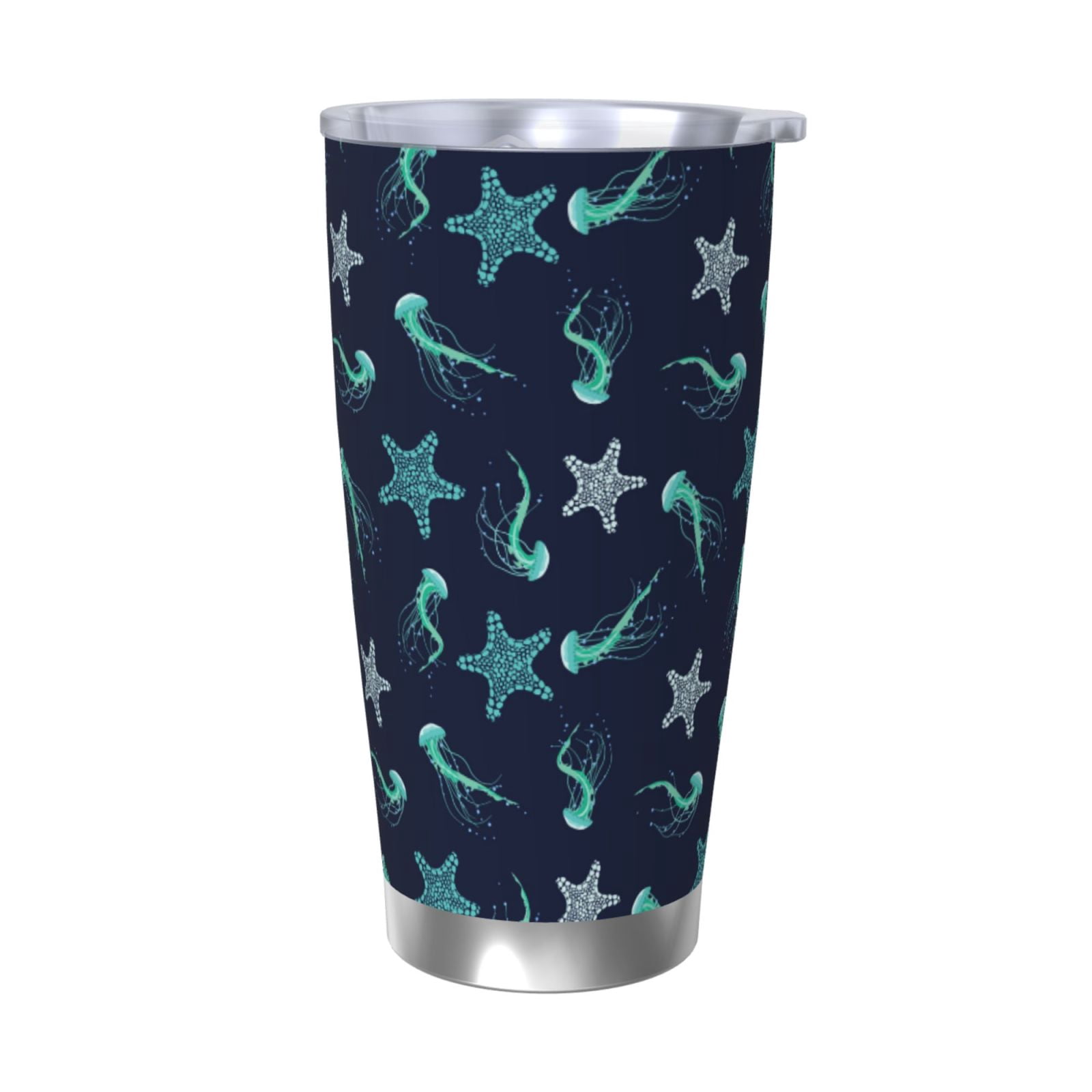 Insulating Ice Cauagu Ice Blue Starfish and Jellyfish Pattern 20oz Tumbler,Stainless ...