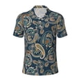 thumbnail image 1 of Cauagu Indian Paisley 2 Print Men's Polo Shirts, Short-Sleeve Polo Shirts for Men Performance Golf Shirt Athletic Casual Collared T-Shirt-Small, 1 of 8