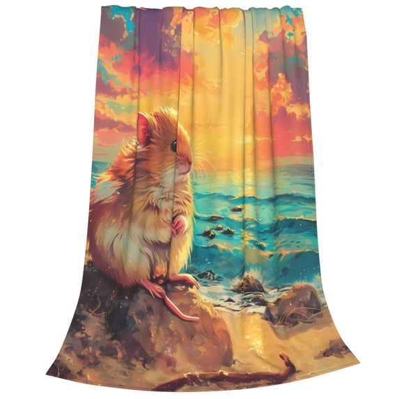 Cauagu Island Beach Guinea Pig Pattern Flannel Bed Blankets,Fleece Blanket Comfortable Air Conditioning Blanket for Sofa Bed Travel Couch & Living Room -40"x30"
