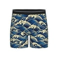 thumbnail image 1 of Cauagu Japanese Water Wave Print Men's Boxer Briefs, Funny & Cute Underwear Elastic Waistband Briefs Ideal Gift for Men,1-Pack, 1 of 7