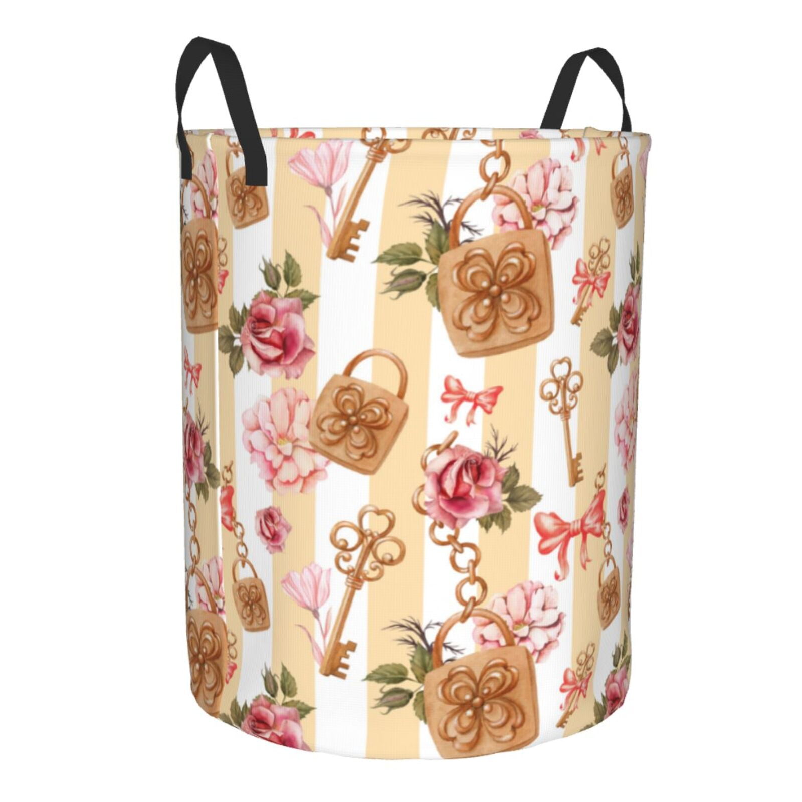Cauagu Key Lock And Flowers for Laundry Basket,Collapsible Organizer