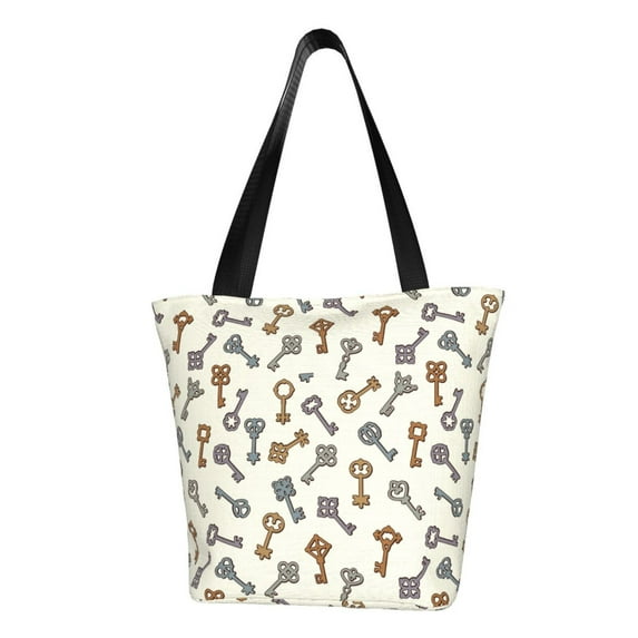 Cauagu Keys1 Print Canvas Aesthetic Tote Bag for Women Beach Bag Shopping Bags Shoulder Bag Reusable Grocery Bags