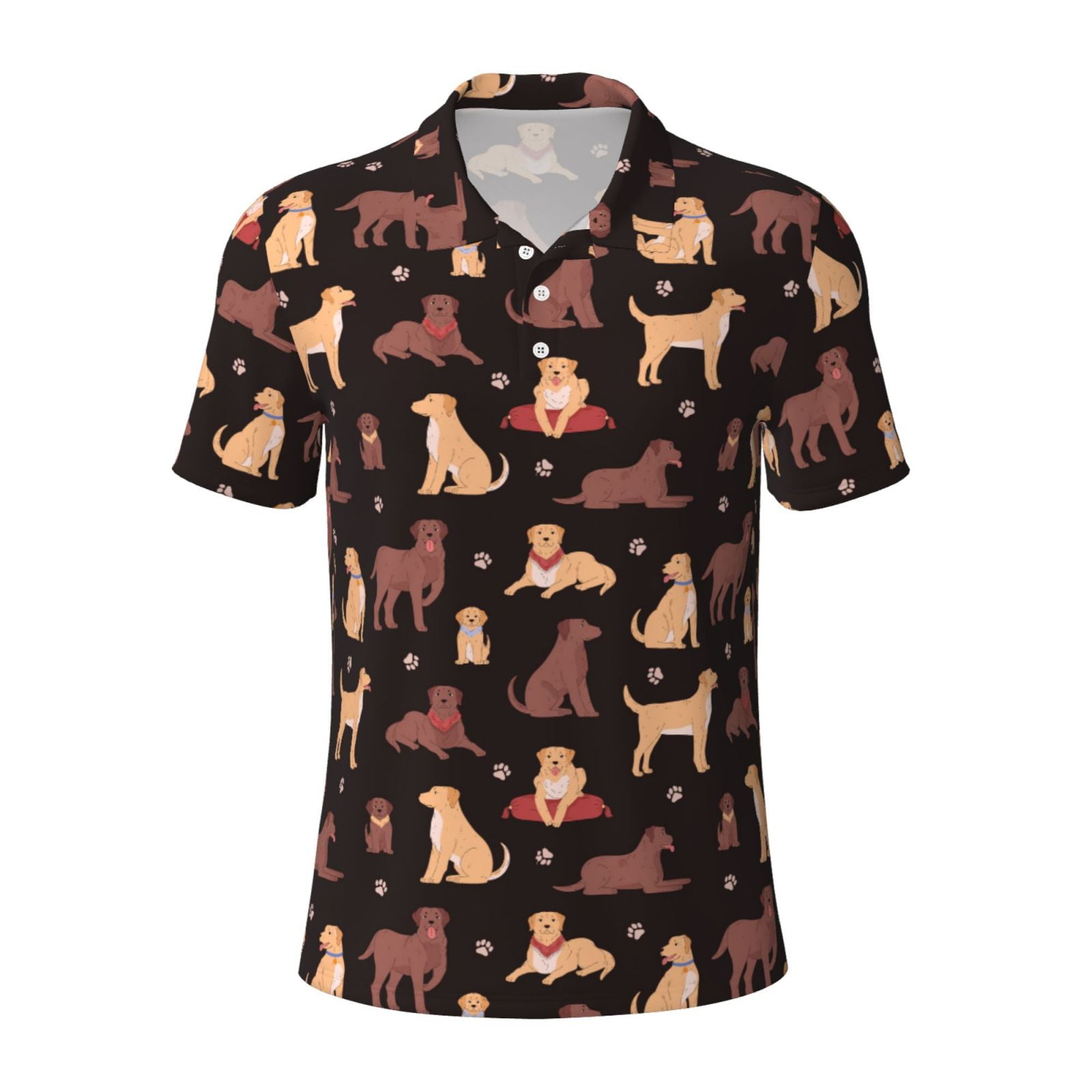 Cauagu Labrador Retriever Dog Print Men's Polo Shirts, ShortSleeve