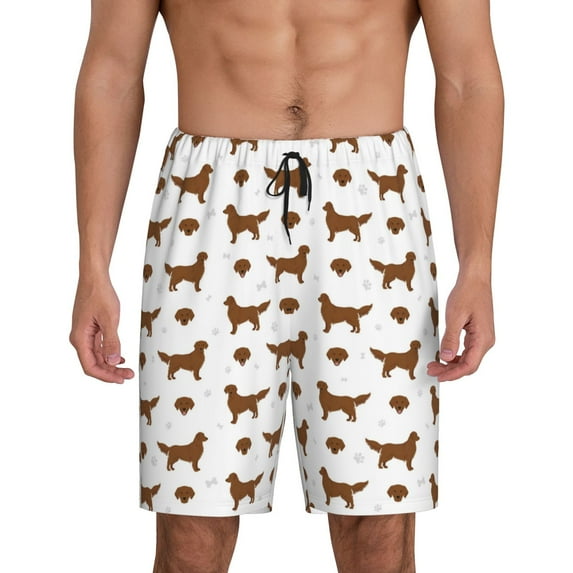 Cauagu Labrador Retriever Dog Print Pajama Bottoms for Men Sleep Pajama Shorts Elastic Waistband Sleep Pajama Short Men's PJ Shorts -Large