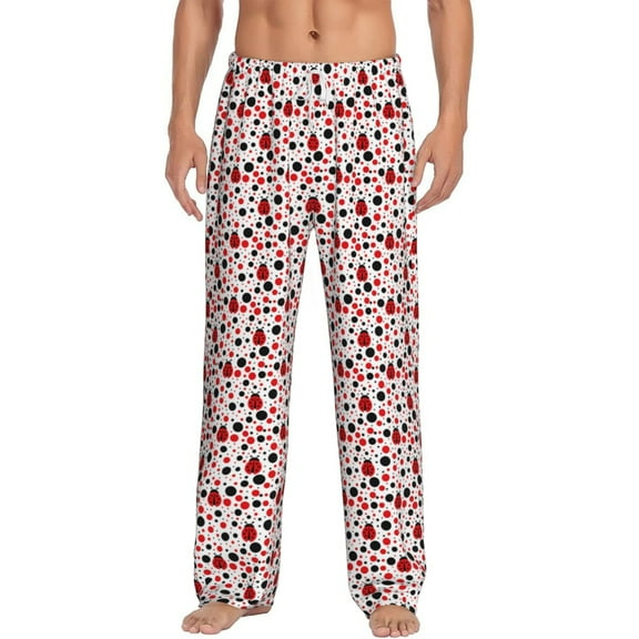 Cauagu Ladybugs 2 Mens Pajama Pants Sleep & Lounge Pants,PJ Bottoms with Pockets-Small
