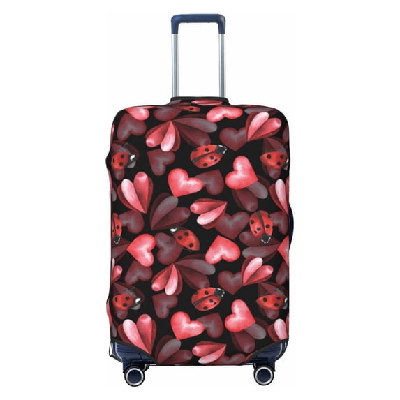 Cauagu Ladybugs and Red Hearts Print Travel Luggage Cover,Travel Dust-proof Suitcase Cover Softside Suitcase Protector for 18-32inch,Not Included Suitcase