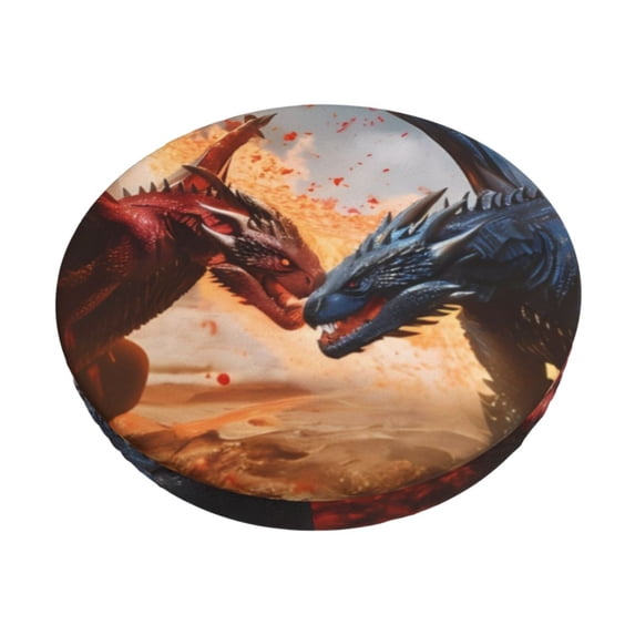 Cauagu Lava Dragon Print Round Stool Covers,Seat Cushion for Round Bar Stool Chair Seat Cover for Bar Round Chair Fits for 12/13/14in Bar Stool Cushion