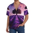thumbnail image 1 of Cauagu Lavender Field Sunset Men's Short Sleeve Button Down Hawaiian Shirt for Men Bowling Shirts Casual Summer Beach Shirt,Large, 1 of 1