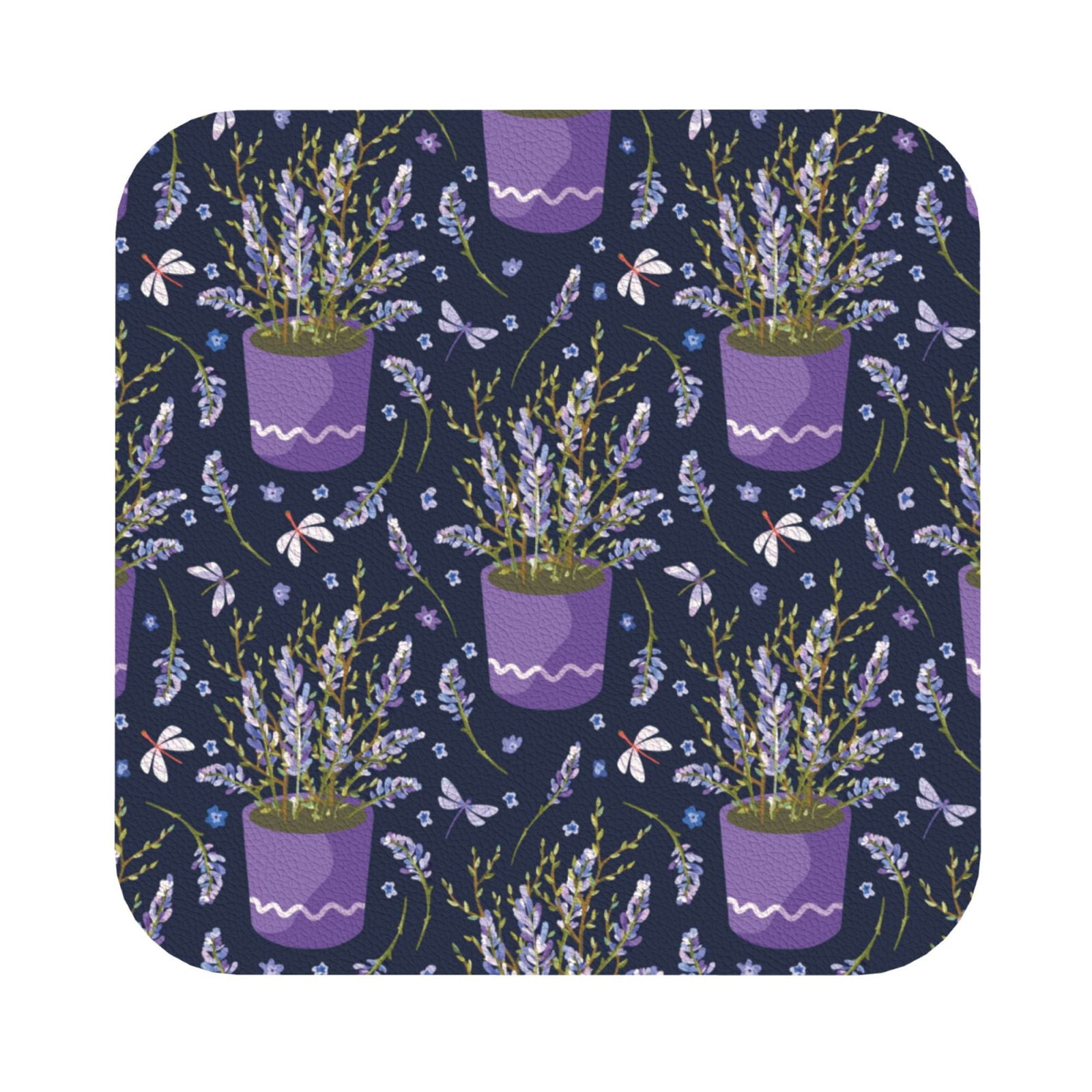 Cauagu Lavender Flowers for Round Coaster,Drink Coasters Set of 4