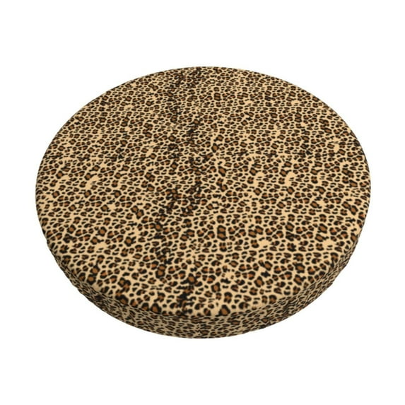Cauagu Leopard Print Brown Print Round Stool Covers,Seat Cushion for Round Bar Stool Chair Seat Cover for Bar Round Chair Fits for 12/13/14in Bar Stool Cushion