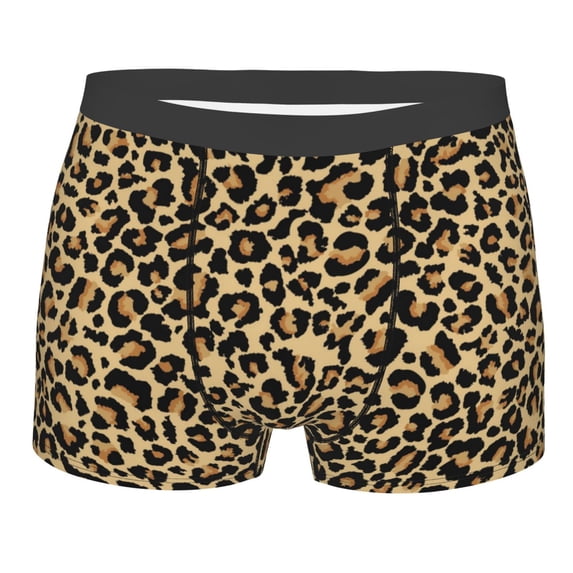 Cauagu Leopard Print Print Boxer Briefs for Men,Comfortable Breathable Men's Underwear Moisture Wicking Underpants -Large