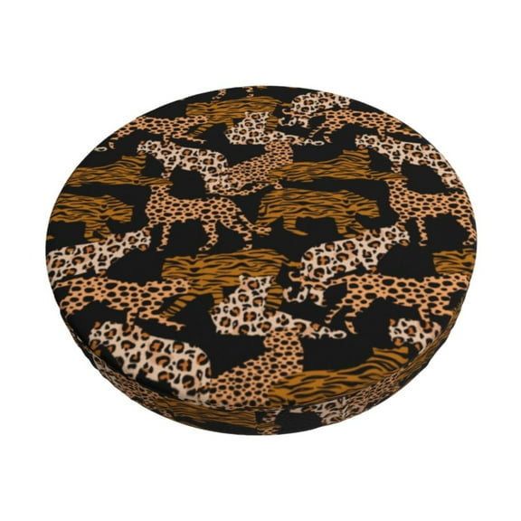Cauagu Leopard Print Print Round Stool Covers,Seat Cushion for Round Bar Stool Chair Seat Cover for Bar Round Chair Fits for 12/13/14in Bar Stool Cushion