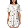 thumbnail image 1 of Cauagu Leopard Print for Women's Round Neck Pajama Set,Short-Sleeved Pajamas Soft Sleepwear Set Summer Pajamas Set Lounge Sets 2-Piece Pj-Medium, 1 of 6