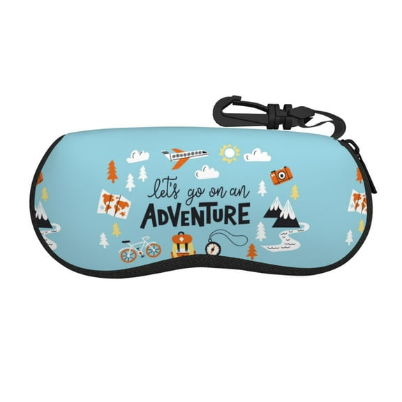 Cauagu Let's Go on an Adventure Pattern Unisex Glasses Case,Zipper Protective Fabric Sunglass Case with Clip Soft Case Horizontal Protective Pouch for Sunglasses Eyewear