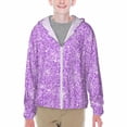 thumbnail image 1 of Cauagu Lilac Glittering Print Sun Protection Jacket for Teen,Full-Zipper Long Sleeve Sun Shirts with Pockets UV Hoodie Shirts Outdoor Athletic Jacket-Large, 1 of 7