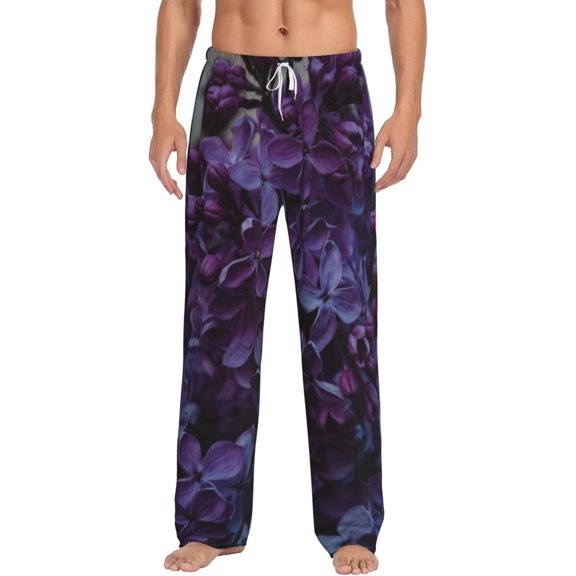 Cauagu Lilac Mens Pajama Pants Sleep & Lounge Pants,PJ Bottoms with Pockets-X-Large