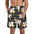 thumbnail image 1 of Cauagu Lilies Flowers Print Men's Swim Trunks,Hawaiian Bathing Suit Swimsuits Beach Shorts with Pockets for Men Quick Dry Swimming Board Shorts-Medium, 1 of 6