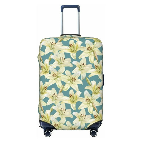 Cauagu Lilies Flowers Print Travel Luggage Cover,Travel Dust-proof Suitcase Cover Softside Suitcase Protector for 18-32inch,Not Included Suitcase