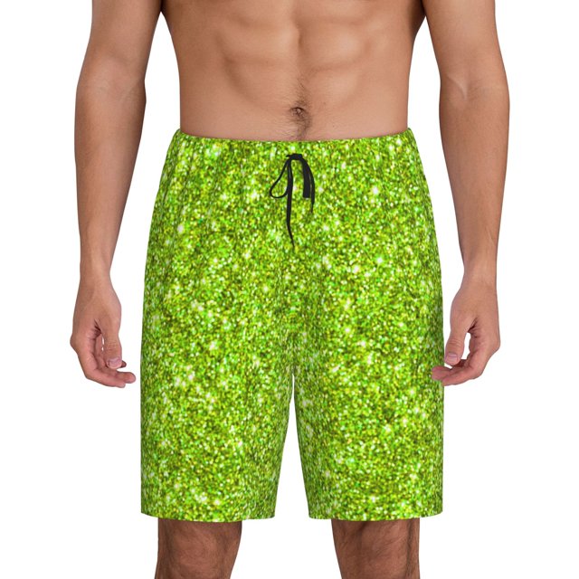Cauagu Lime green glitter Print Pajama Bottoms for Men Sleep Pajama