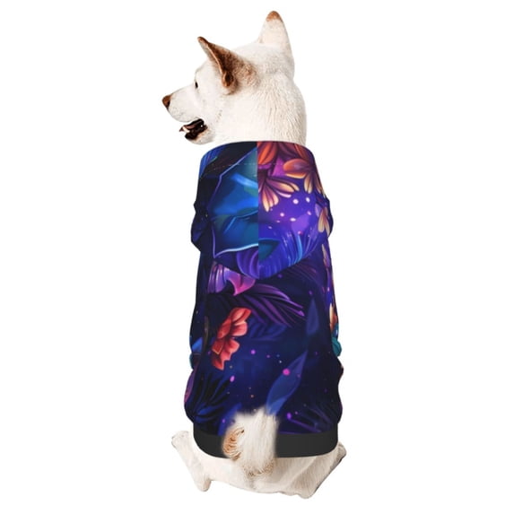 Cauagu Magic Colorful Forest Leaves Pattern Winter Pet Hoodie Sweatshirts- Dog Hoodie Sweater with Leash Hole - Cute Dog Hoodie - Pet Clothes Puppy Cat Custume -Large