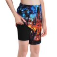 thumbnail image 1 of Cauagu Magical Stained Glass Castle Print Swim Trunks for Men,Youth Boys Swim Shorts Compression Liner Beach Shorts Boys' Swimming Shorts 7-20 Years Bathing Suit-Small, 1 of 7