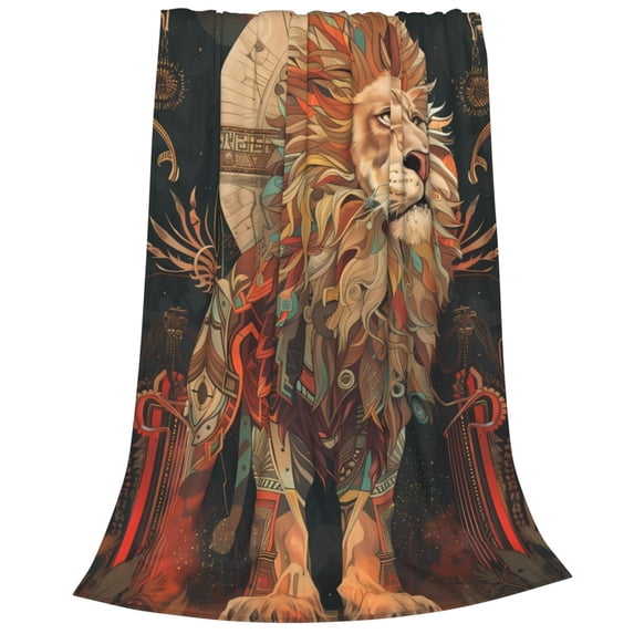 Cauagu Majestic Cosmic Lion Pattern Flannel Bed Blankets,Fleece Blanket Comfortable Air Conditioning Blanket for Sofa Bed Travel Couch & Living Room -40"x30"