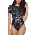 thumbnail image 1 of Cauagu Majestic Forest Stag Women's Crew Neck Round Short Sleeve T Shirts Tops Bodysuit Daily Jumpsuit-Medium, 1 of 7