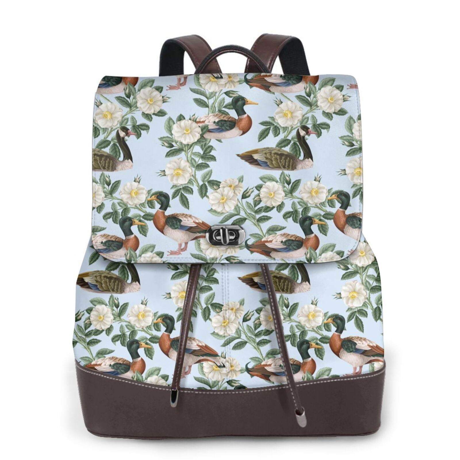 White Mallard Duck Pattern Print Crossbody Bags