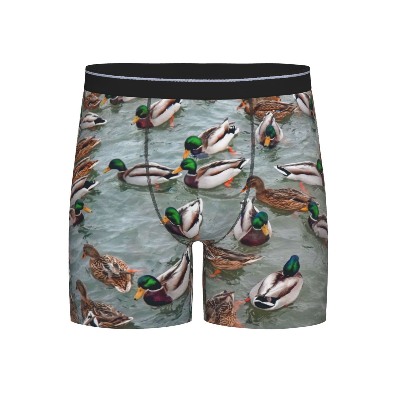 Cauagu Mallard Ducks Swimming Print Men's Boxer Briefs, Funny & Cute