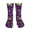 thumbnail image 1 of Cauagu Mardi Gras and Donuts Pattern Fun Novelty Crew Socks,Casual Athletic Socks Neutral Socks Cozy Crew Socks Christmas Gift, 1 of 7