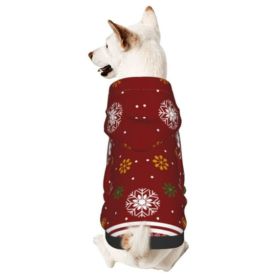 Cauagu Merry Christmas Pattern Winter Pet Hoodie Sweatshirts- Dog Hoodie Sweater with Leash Hole - Cute Dog Hoodie - Pet Clothes Puppy Cat Custume -X-Small