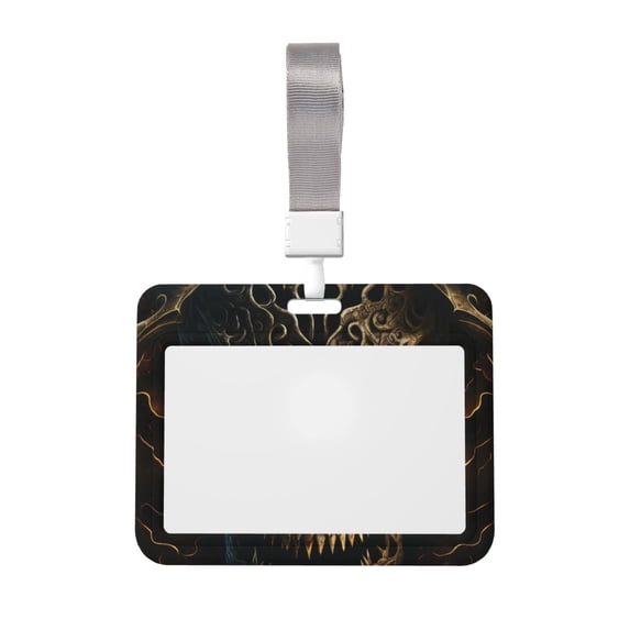 Cauagu Metal Evil Skull for ID Badge Holder,Badge Holder with Windows Key Card Work Badge Sleeve for Office/ Factory/ID Credit Cards/Proximity Key Cards