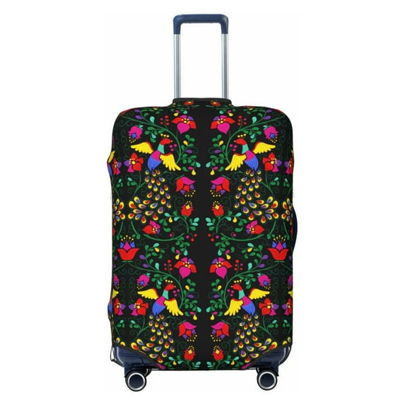 Cauagu Mexican Flower 2 Print Travel Luggage Cover,Travel Dust-proof Suitcase Cover Softside Suitcase Protector for 18-32inch,Not Included Suitcase
