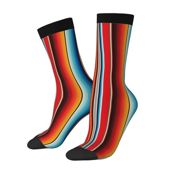 Cauagu Mexican Serape Blanket Stripes Print Crew Socks for Women and Men,Adult Athletic Running Socks 1-Pair Sports Socks Work Gear Socks with Moisture Wicking