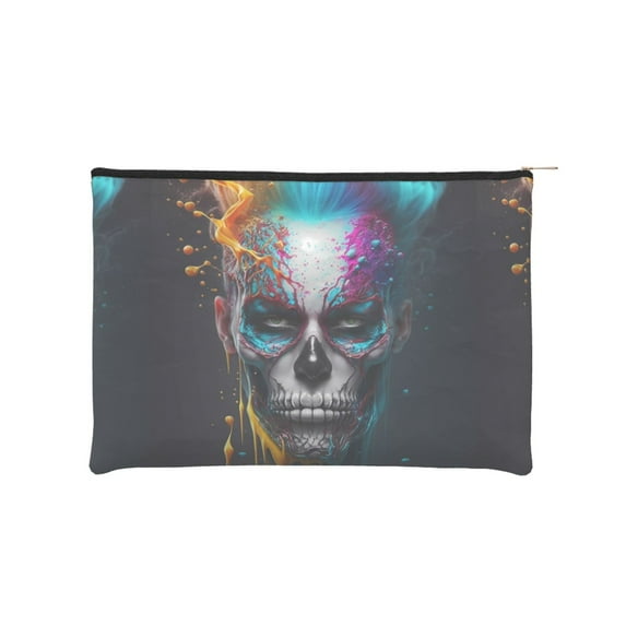 Cauagu Modern Abstract Colorful Skull for Tyvek Makeup Bag,Reusable Travel Cosmetic Bag Women Organizer Toiletry Bag Birthday,Gifts for Women Girlfriend Mom Teacher 6.5’’*8.9’’