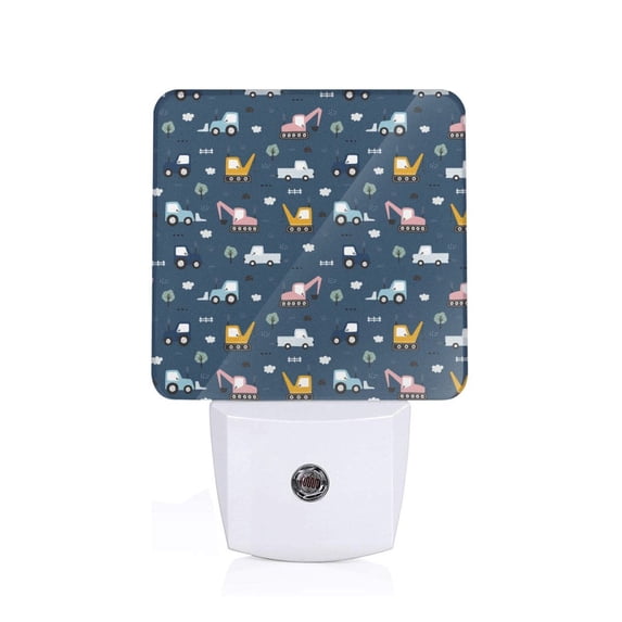 Cauagu Modern Modern Excavator Print LED Nightlight,0.5W Night Lights Plug into Wall 1 Pack with Dusk-to-Dawn Light Sensor Soft Glow Lamp for Bathroom Adult Hallway-EU