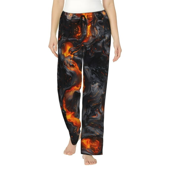 Cauagu Molten Lava Abstract Flow Pajama Pants for Women Loose Fit Wide Leg Trouser Pants Casual Elastic Waist Drawstring Lounge Pants