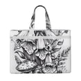 thumbnail image 1 of Cauagu Monochrome Botanical Illustration Pattern Canvas Tote File Bag, Zipper Tote Bag Business Briefcase Document Bag with Handle A4 File Organizer Laptop Bag for Travel and Work, 1 of 8