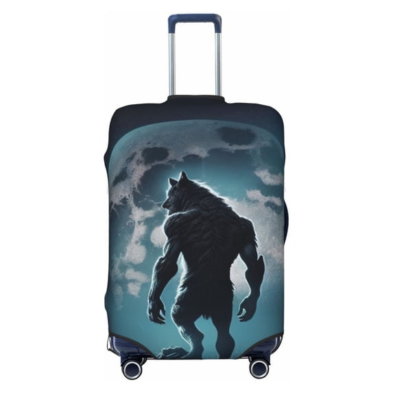 Cauagu Moon Wolf Warrior Print Travel Luggage Cover,Travel Dust-proof Suitcase Cover Softside Suitcase Protector for 18-32inch,Not Included Suitcase